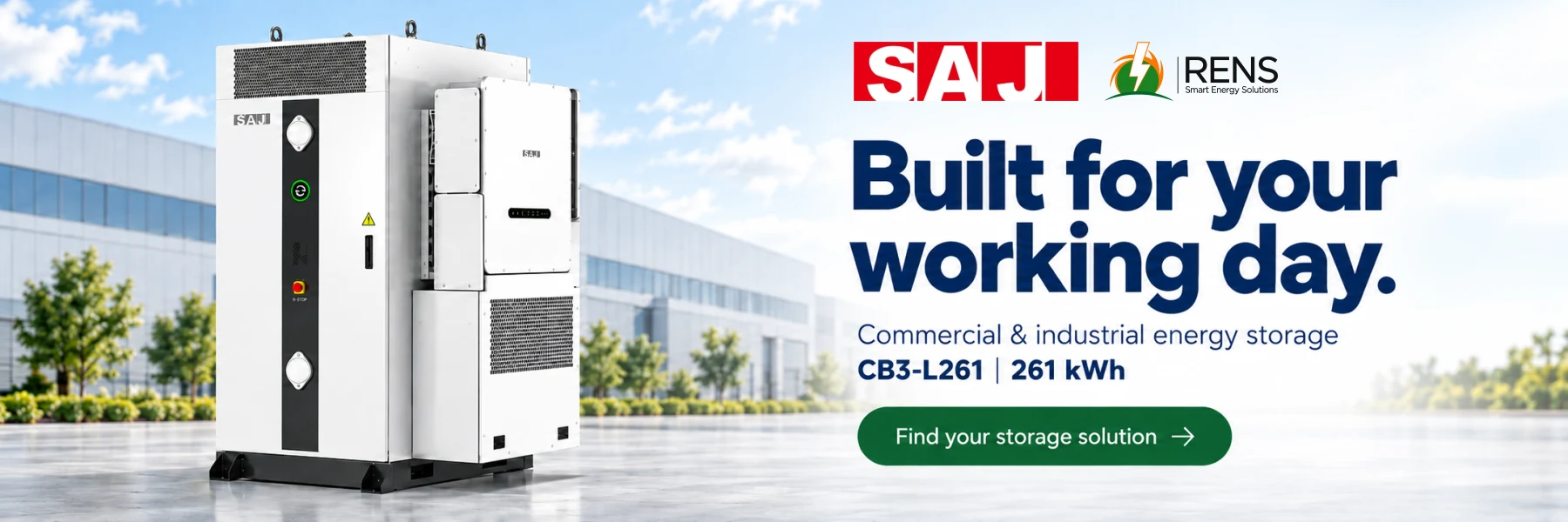 Explore commercial and industrial energy storage with RENS and the SAJ CB3-L261.